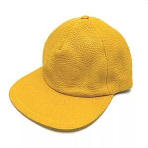 FENDI FXQ768 logo cap Leather yellow